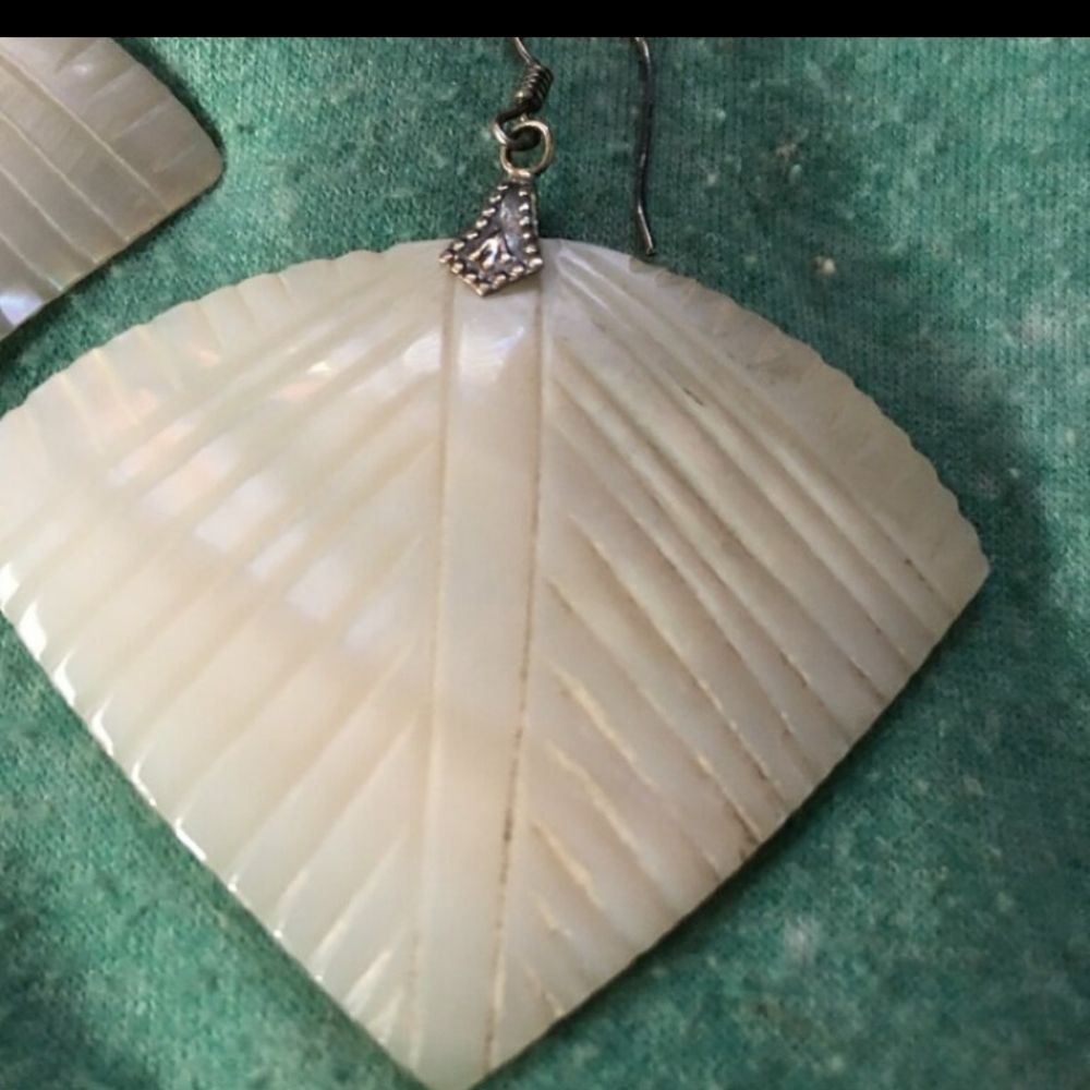 Sterling Silver Sea Shells Triangle Earrings - image 2